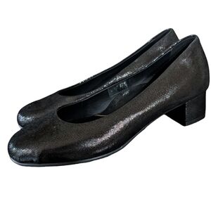 Ara High Soft Vicenza Pumps in Black Metallic sz 7